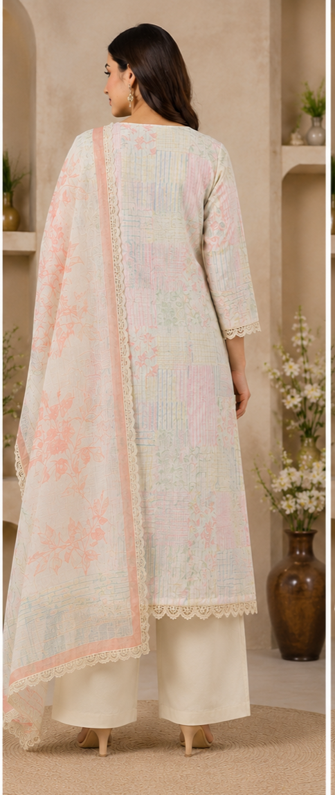 Embroidered Cotton Blend Unstitched Dress Material