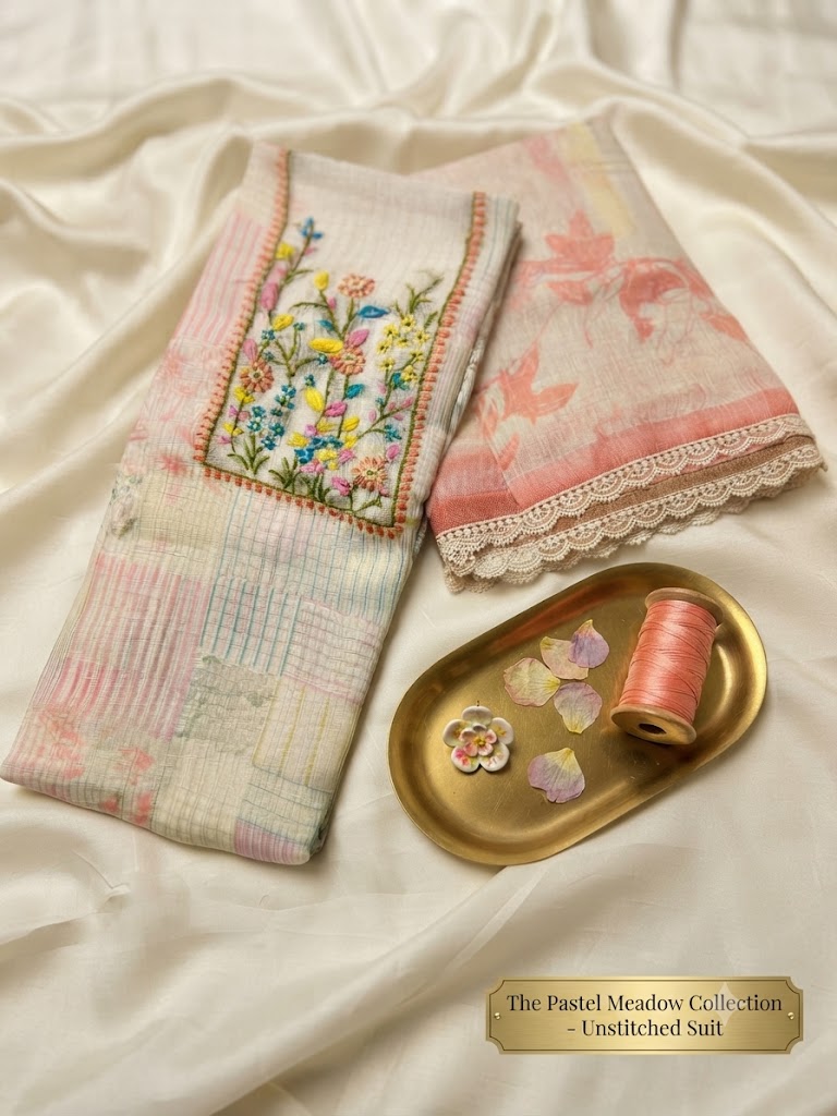 Embroidered Cotton Blend Unstitched Dress Material