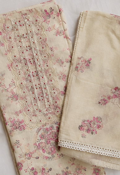  Embroidered Unstitched Dress Material