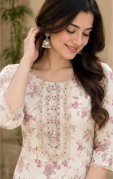 Embroidered Unstitched Dress Material