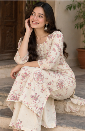  Embroidered Unstitched Dress Material