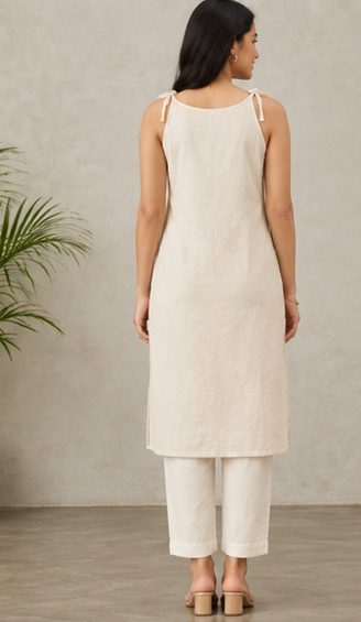 Women Natural Linen Coord set