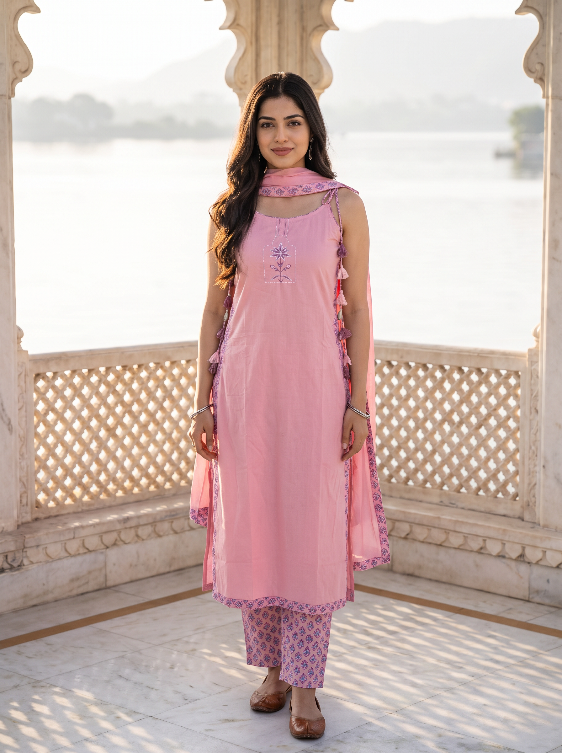 Women Regular Kurta with Trousers & With Dupatta