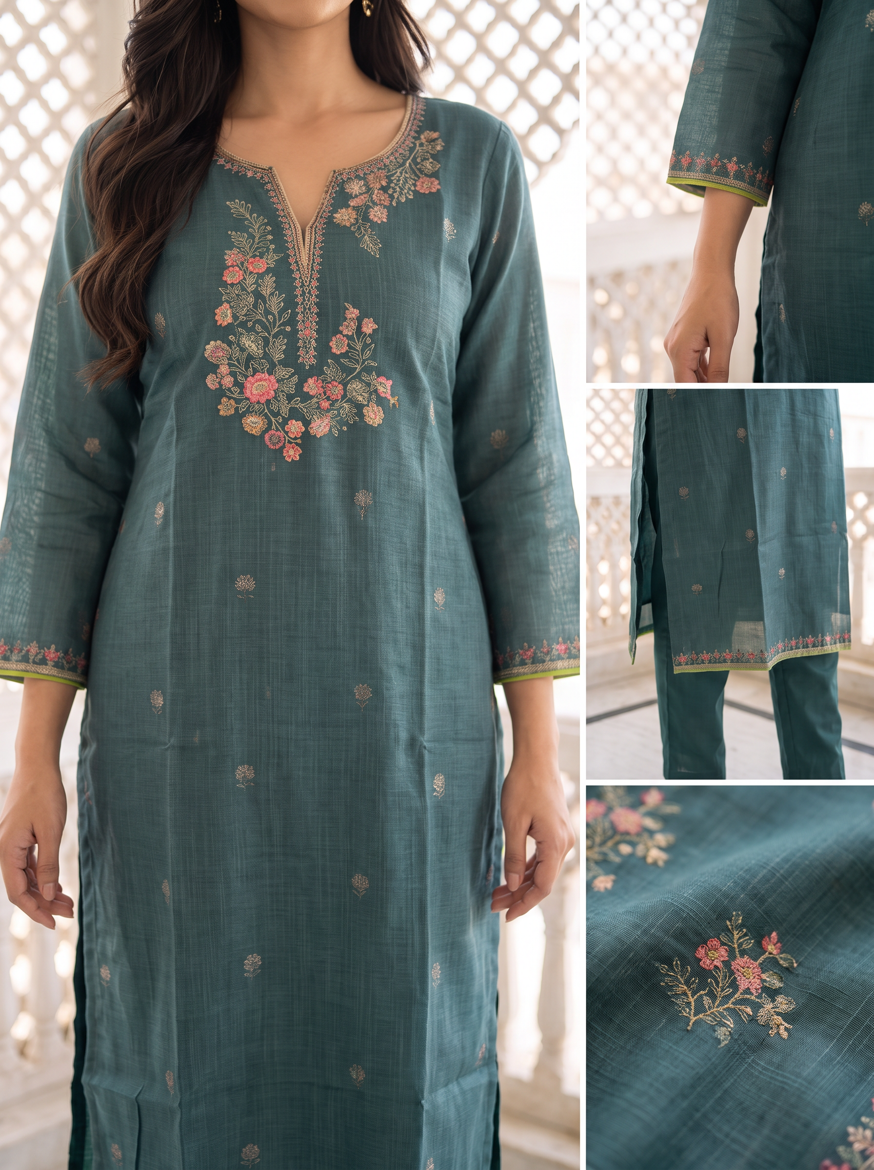 Women Printed Kadhi Regular Kurta with Trousers & With Dupatta