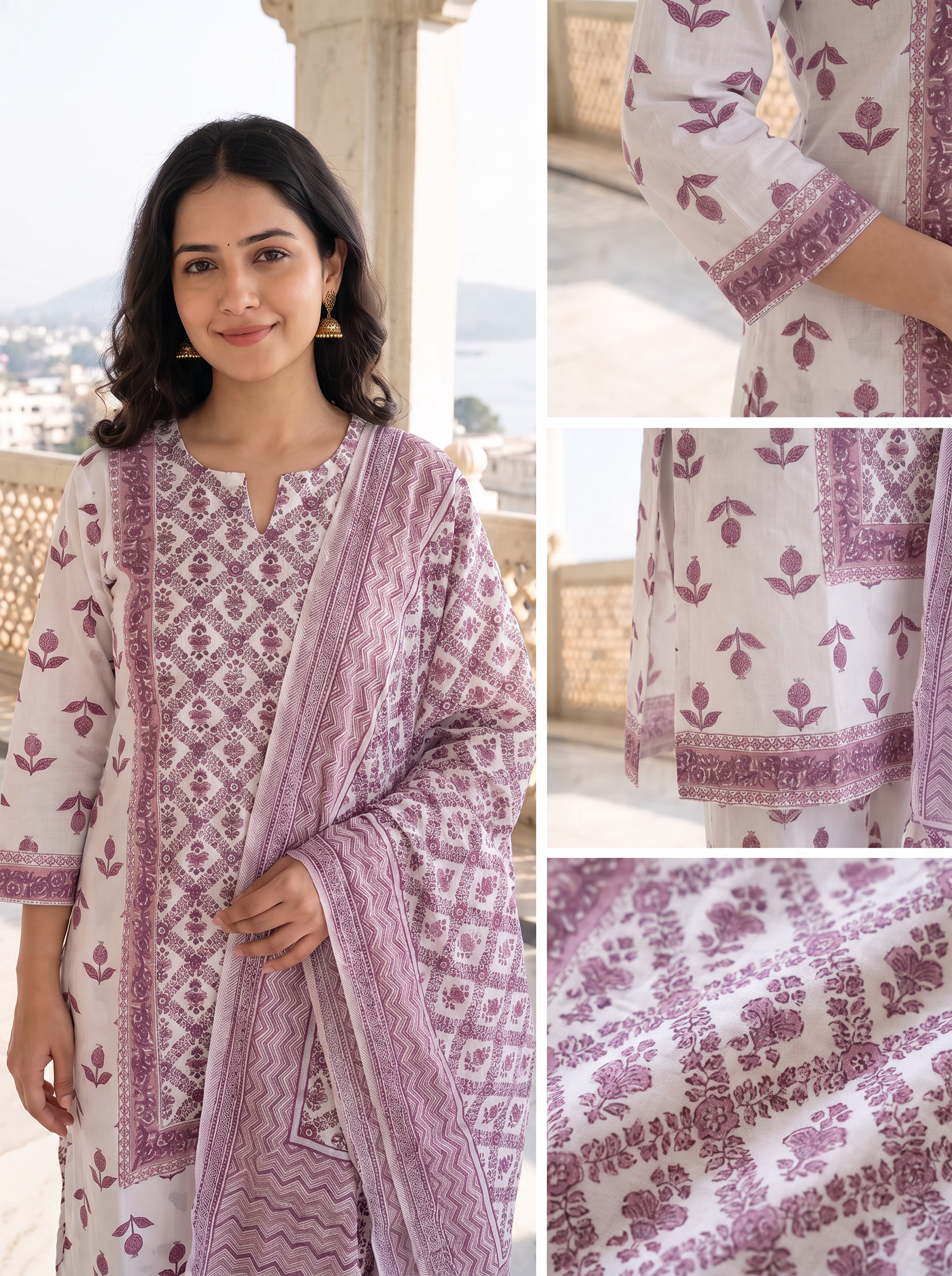 Women Printed Regular Kurta with Trousers & With Dupatta