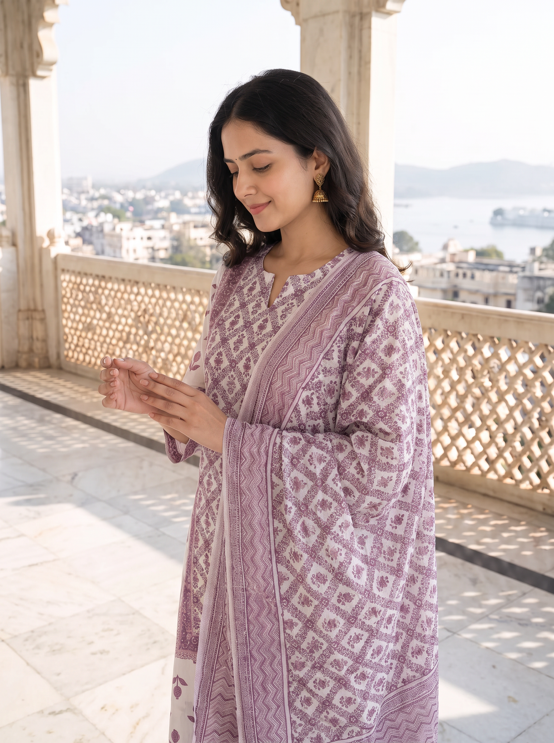 Women Printed Regular Kurta with Trousers & With Dupatta