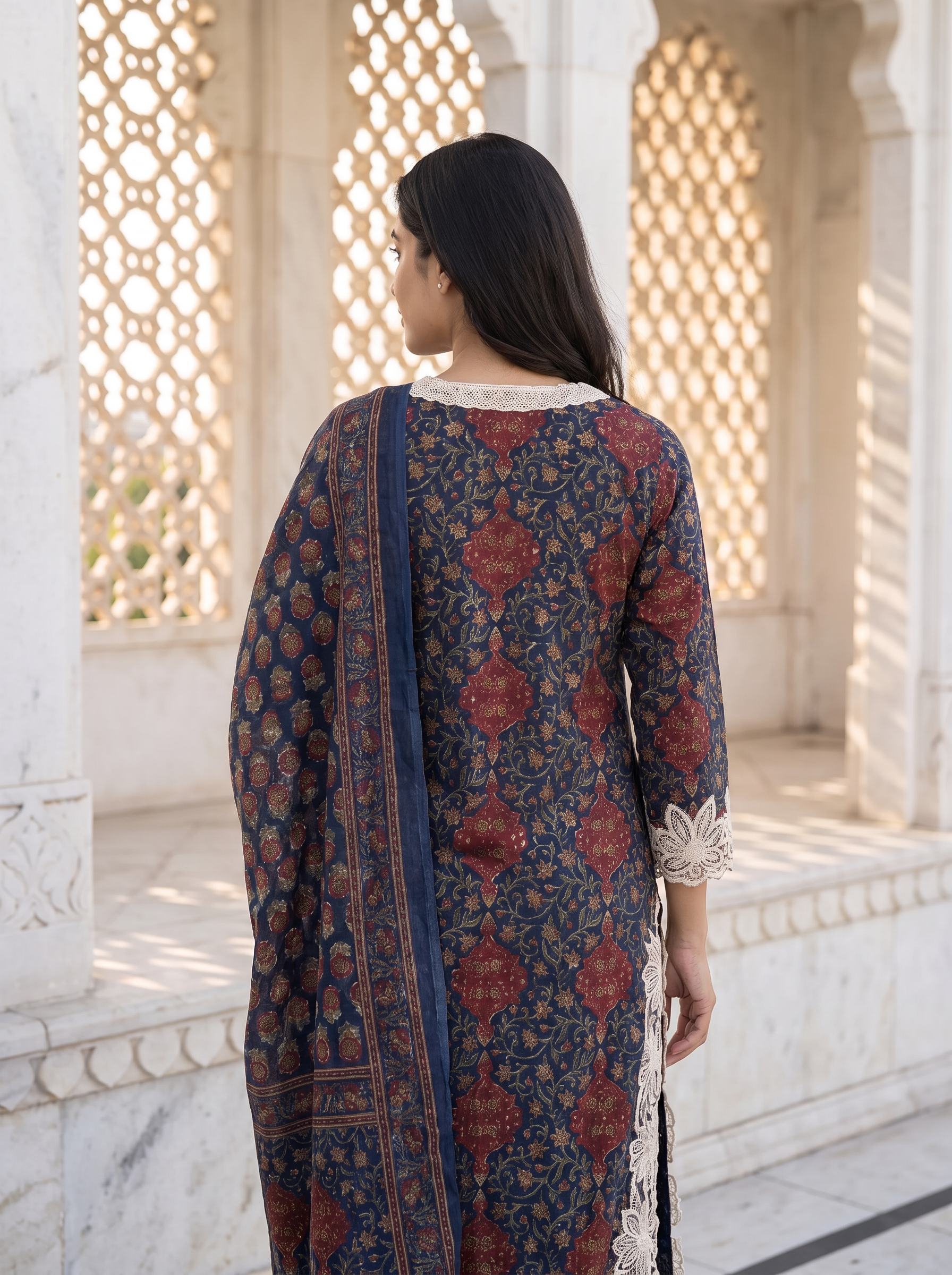 Women Coloured Printed Regular Kurta with Trousers & With Dupatta