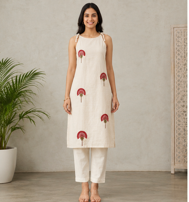Women Natural Linen Coord set