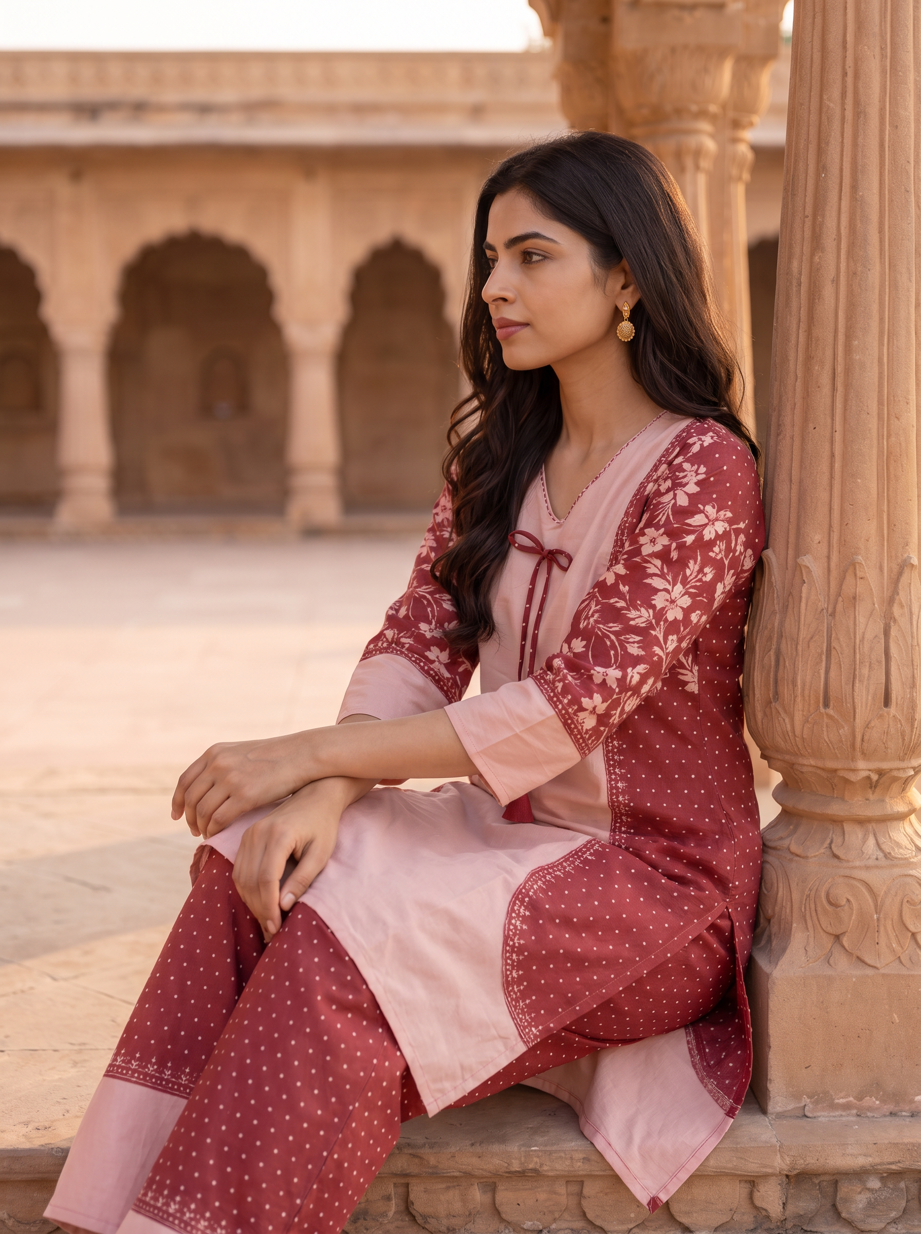 Women Mal Chanderi Coord Set