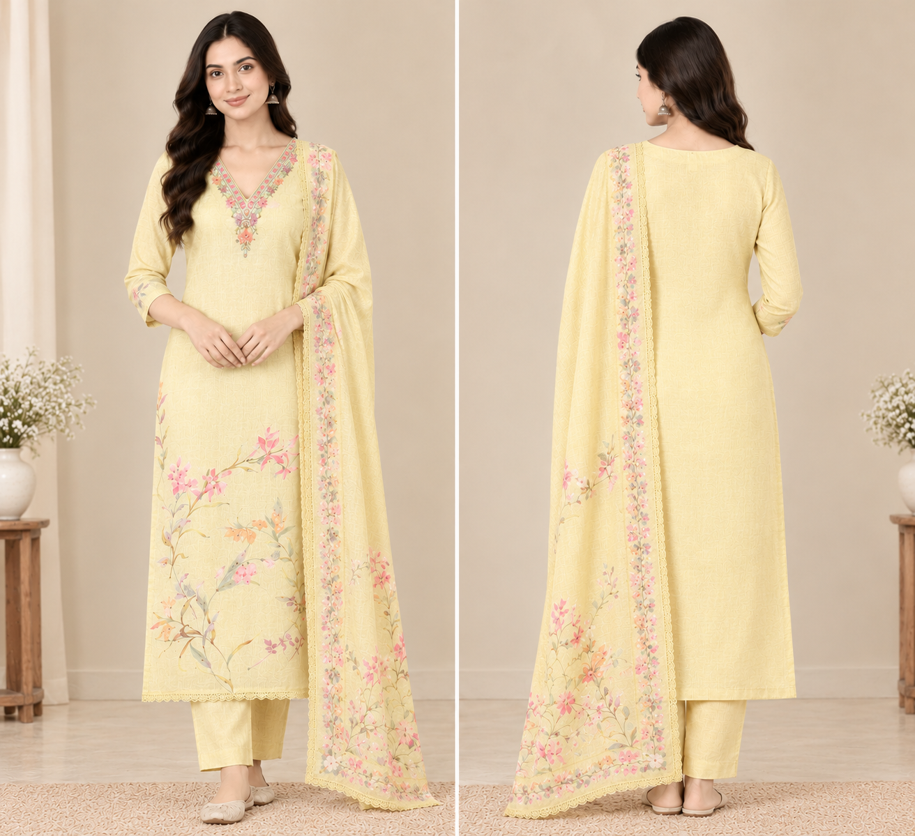 Pastel Yellow Unstitched Set